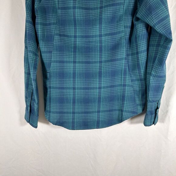 Woolrich Blouse Women's Small Blue Green Plaid Snap Up Long Sleeve Breathable - Picture 9 of 9